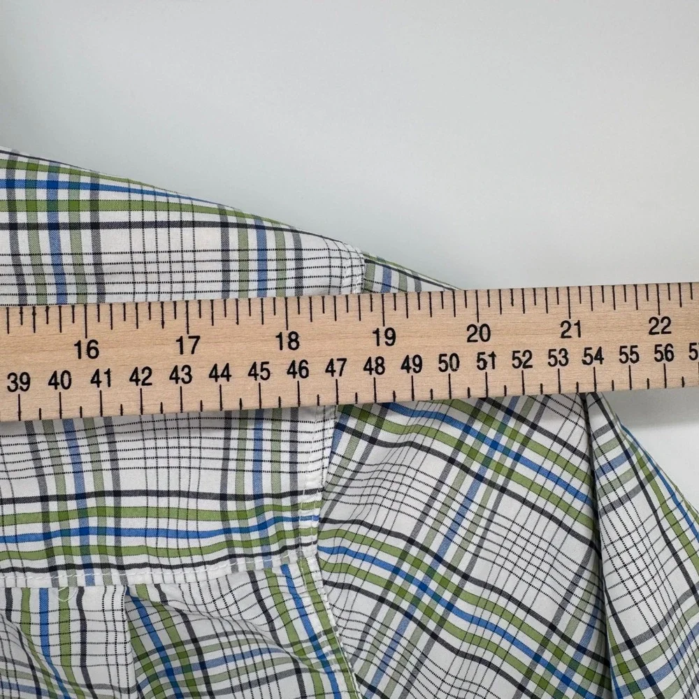 The North Face Men XL Plaid Short Sleeve Button Up Shirt Blue Green Hiking Trail